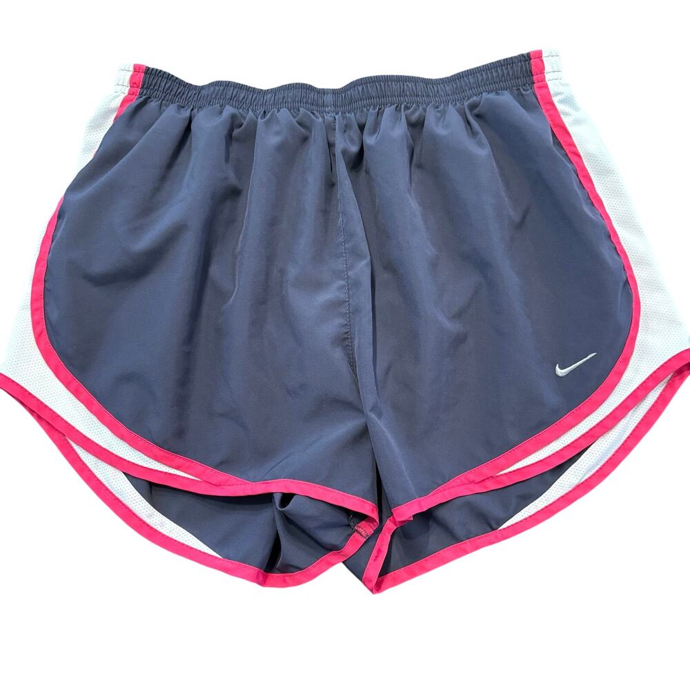 Nike Ladies athletic shorts, built in silent, dark gray, bright pink, Size XL
